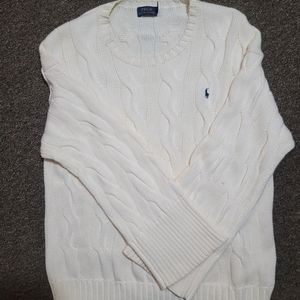 Ralph Lauren Polo Women's Creme/Beige Cable Knit Sweater, Medium